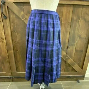 Pendleton Vintage 90s Black & Purple Pleated 100% Wool Skirt Women’s 8P Petite